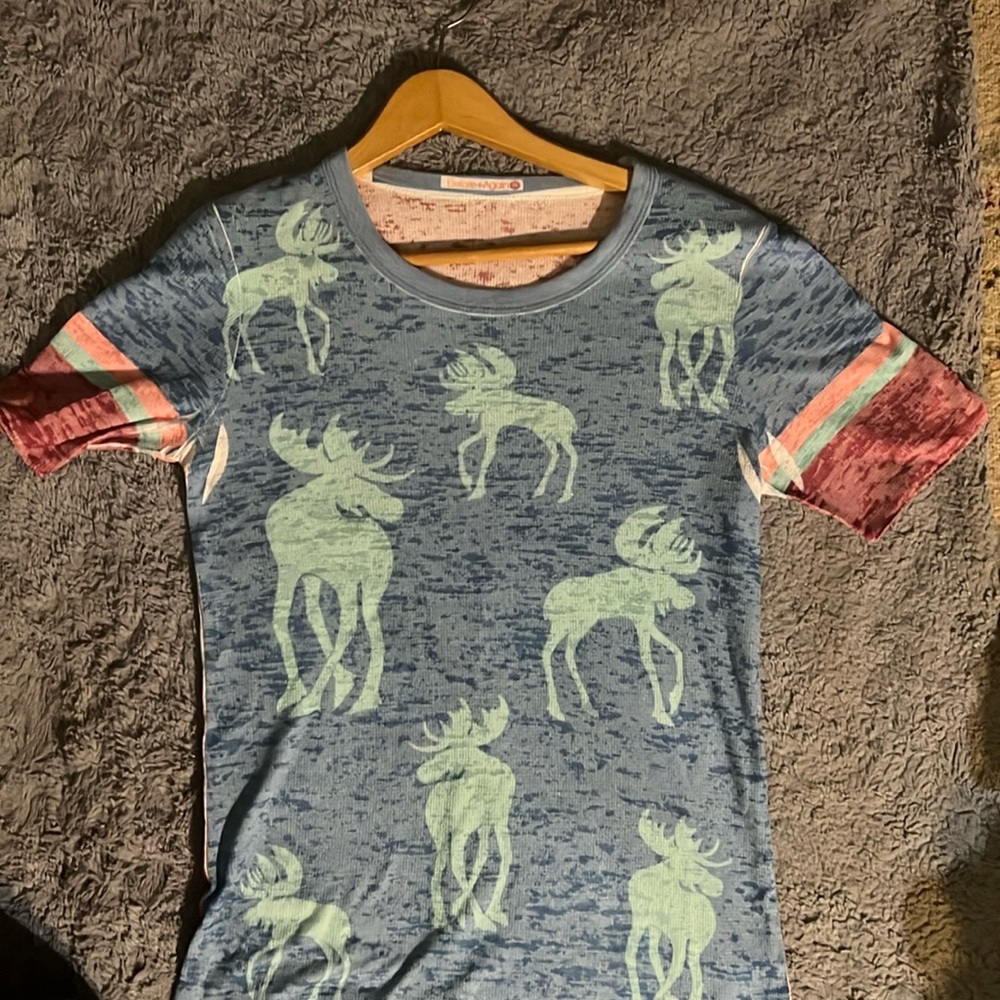 Bwfore +Again small multicolor moose  theme  made in USA short sleeve T-Shirt